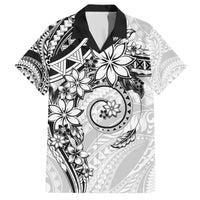 Polynesian Pattern With Plumeria Flowers Family Matching Short Sleeve Bodycon Dress and Hawaiian Shirt White LT05 Dad's Shirt - Short Sleeve White - Polynesian Pride