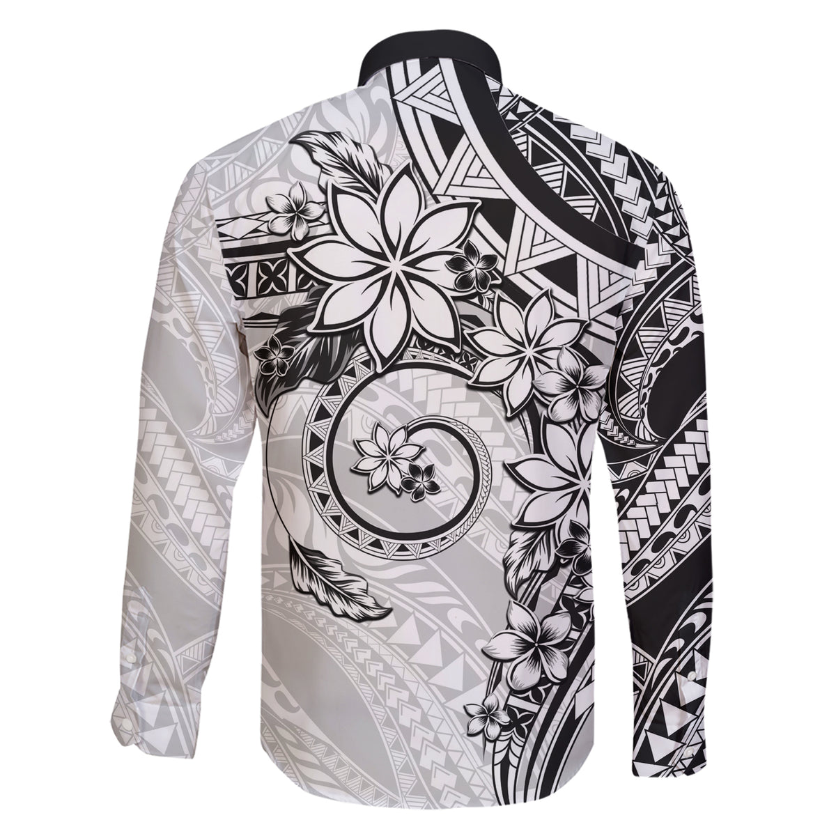 Polynesian Pattern With Plumeria Flowers Family Matching Short Sleeve Bodycon Dress and Hawaiian Shirt White LT05 - Polynesian Pride