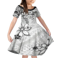 Polynesian Pattern With Plumeria Flowers Family Matching Summer Maxi Dress and Hawaiian Shirt White LT05 Daughter's Dress White - Polynesian Pride