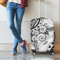 Polynesian Pattern With Plumeria Flowers Luggage Cover White