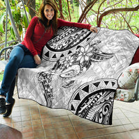 Polynesian Pattern With Plumeria Flowers Quilt White LT05 - Polynesian Pride