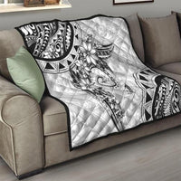 Polynesian Pattern With Plumeria Flowers Quilt White LT05 - Polynesian Pride