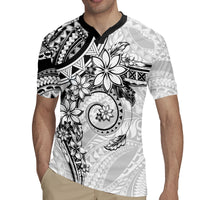 Polynesian Pattern With Plumeria Flowers Rugby Jersey White