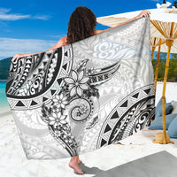 Polynesian Pattern With Plumeria Flowers Sarong White