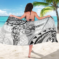 Polynesian Pattern With Plumeria Flowers Sarong White