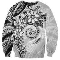 Polynesian Pattern With Plumeria Flowers Sweatshirt White