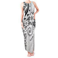 Polynesian Pattern With Plumeria Flowers Tank Maxi Dress White