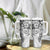 White Polynesian Pattern With Plumeria Flowers Tumbler With Handle