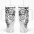 White Polynesian Pattern With Plumeria Flowers Tumbler With Handle