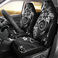 Polynesian Pattern With Plumeria Flowers Car Seat Cover Black