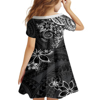 Polynesian Pattern With Plumeria Flowers Family Matching Off Shoulder Maxi Dress and Hawaiian Shirt Black LT05 - Polynesian Pride