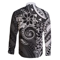 Polynesian Pattern With Plumeria Flowers Family Matching Off Shoulder Maxi Dress and Hawaiian Shirt Black LT05 - Polynesian Pride