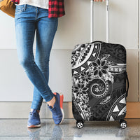 Polynesian Pattern With Plumeria Flowers Luggage Cover Black
