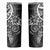 Black Polynesian Pattern With Plumeria Flowers Skinny Tumbler