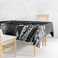 Polynesian Pattern With Plumeria Flowers Tablecloth Black LT05 - Polynesian Pride