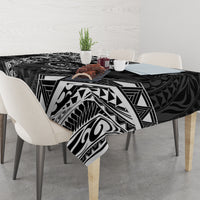 Polynesian Pattern With Plumeria Flowers Tablecloth Black LT05 - Polynesian Pride