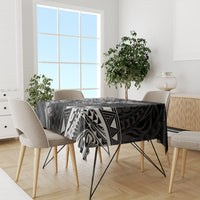Polynesian Pattern With Plumeria Flowers Tablecloth Black LT05 - Polynesian Pride