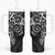 Black Polynesian Pattern With Plumeria Flowers Tumbler With Handle