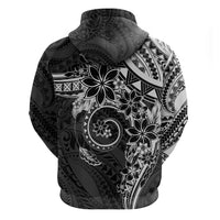 Polynesian Pattern With Plumeria Flowers Zip Hoodie Black