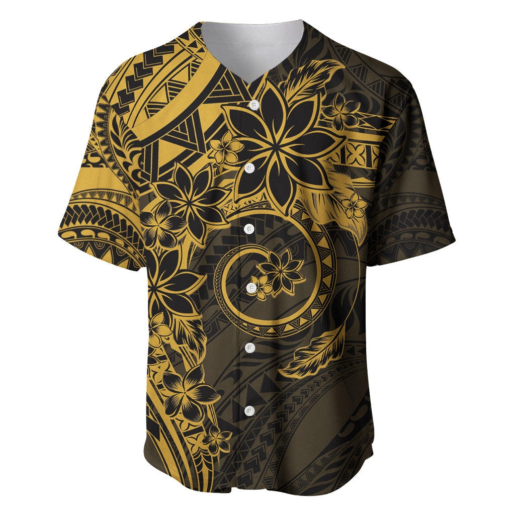 Polynesian Sunset Plumeria Baseball Jersey Gold Polynesian Tattoo LT05 Gold - Polynesian Pride