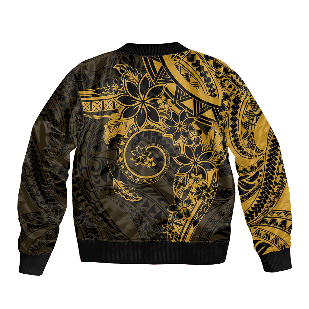 Polynesian Sunset Plumeria Bomber Jacket Gold Polynesian Tattoo