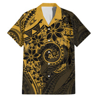 Polynesian Sunset Plumeria Family Matching Mermaid Dress and Hawaiian Shirt Gold Polynesian Tattoo LT05 Dad's Shirt - Short Sleeve Gold - Polynesian Pride