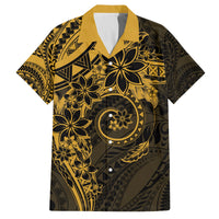 Polynesian Sunset Plumeria Family Matching Puletasi and Hawaiian Shirt Gold Polynesian Tattoo LT05 Dad's Shirt - Short Sleeve Gold - Polynesian Pride