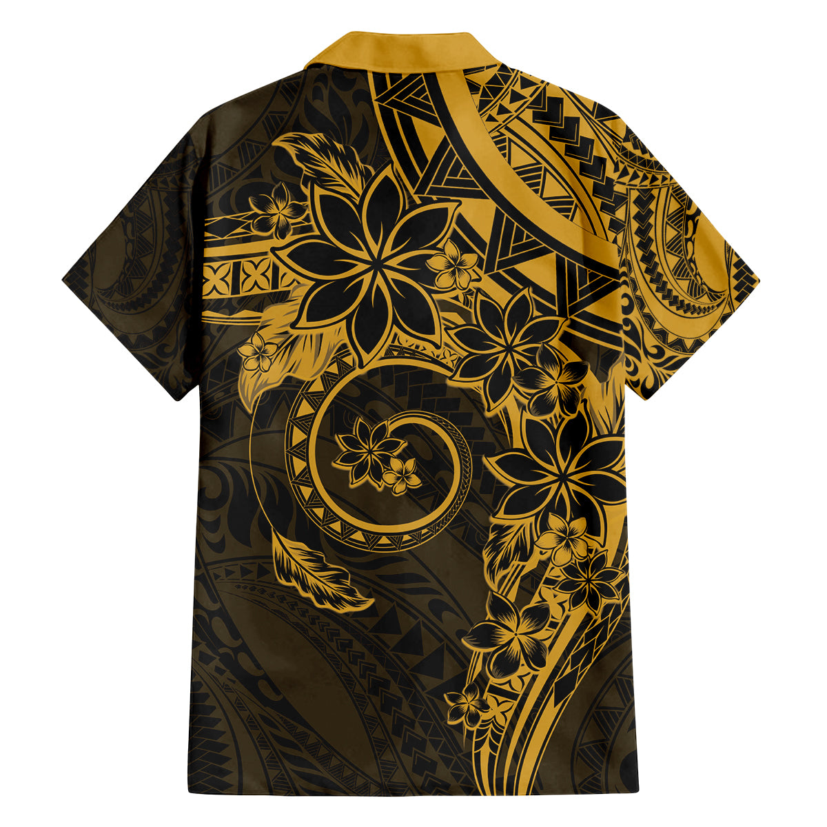 Polynesian Sunset Plumeria Family Matching Puletasi and Hawaiian Shirt Gold Polynesian Tattoo LT05 - Polynesian Pride
