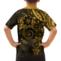Polynesian Sunset Plumeria Family Matching Summer Maxi Dress and Hawaiian Shirt Gold Polynesian Tattoo