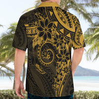 Polynesian Sunset Plumeria Hawaiian Shirt Gold Polynesian Tattoo