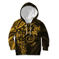 Polynesian Sunset Plumeria Kid Hoodie Gold Polynesian Tattoo