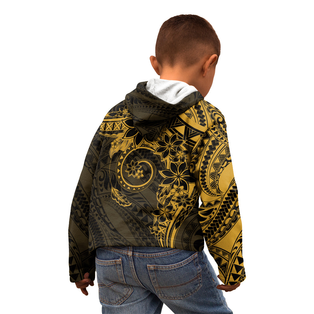 Polynesian Sunset Plumeria Kid Hoodie Gold Polynesian Tattoo