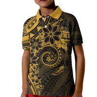 Polynesian Sunset Plumeria Kid Polo Shirt Gold Polynesian Tattoo