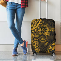 Polynesian Sunset Plumeria Luggage Cover Gold Polynesian Tattoo