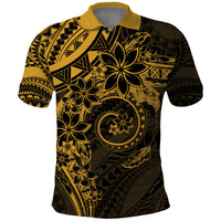 Polynesian Sunset Plumeria Polo Shirt Gold Polynesian Tattoo