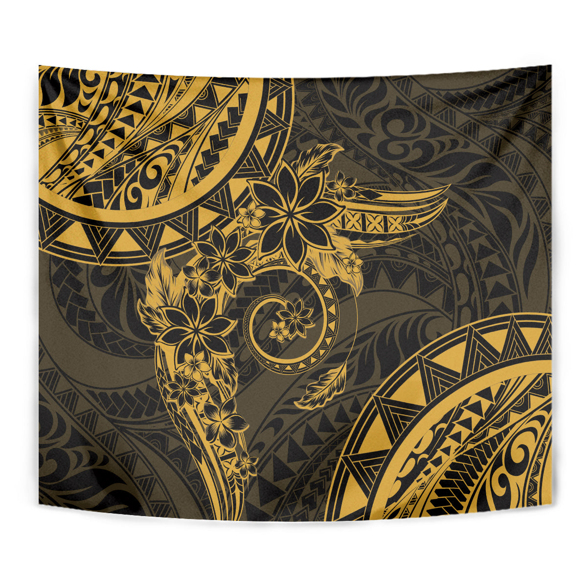 Polynesian Sunset Plumeria Tapestry Gold Polynesian Tattoo