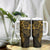 Gold Polynesian Pattern With Plumeria Flowers Tumbler With Handle