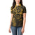 Polynesian Sunset Plumeria Women Polo Shirt Gold Polynesian Tattoo