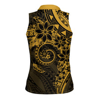 Polynesian Sunset Plumeria Women Sleeveless Polo Shirt Gold Polynesian Tattoo LT05 - Polynesian Pride