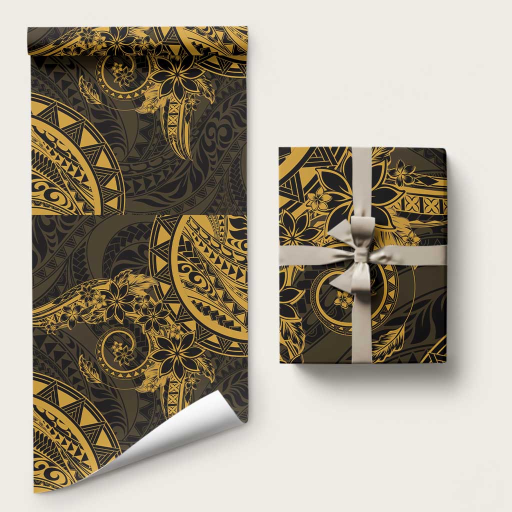 Polynesian Sunset Plumeria Wrapping Paper Gold Polynesian Tattoo - Polynesian Pride
