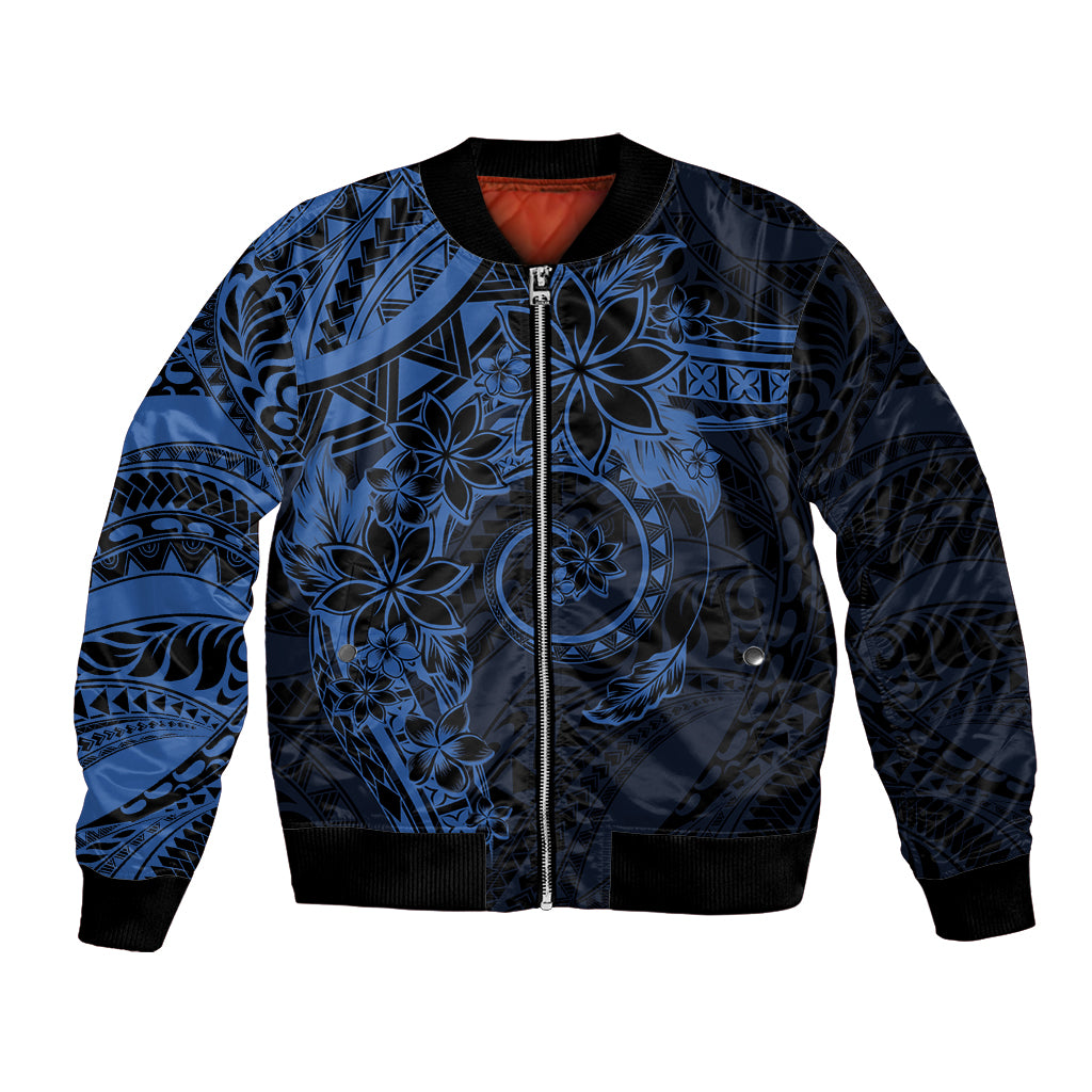Polynesian Sunset Plumeria Bomber Jacket Navy Polynesian Tattoo