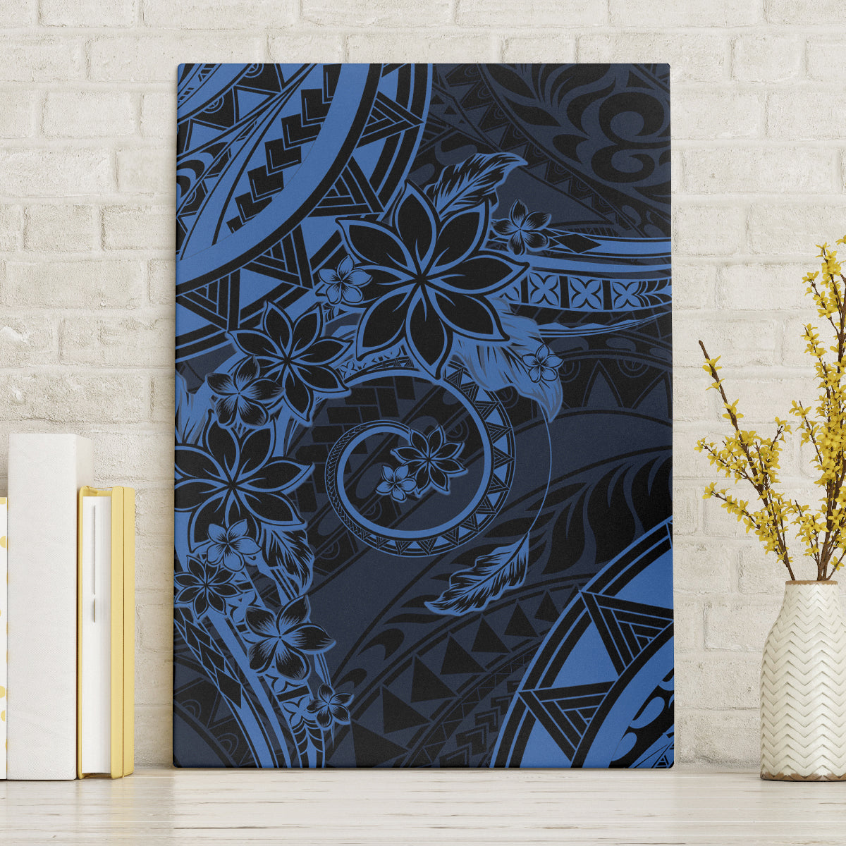 Polynesian Sunset Plumeria Canvas Wall Art Navy Polynesian Tattoo