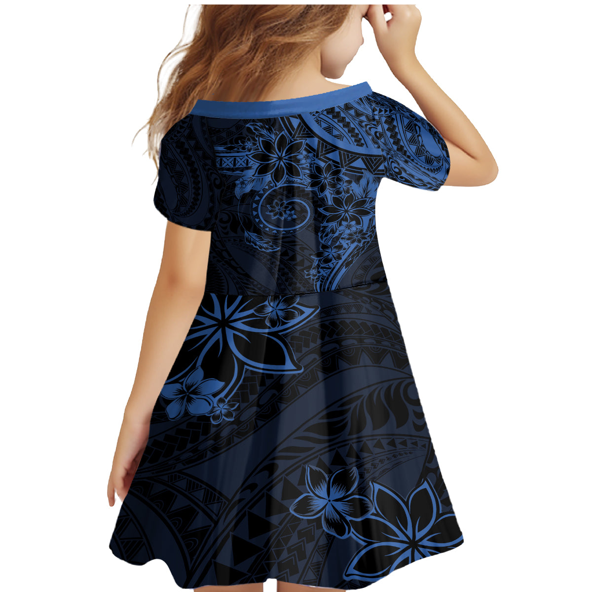 Polynesian Sunset Plumeria Family Matching Mermaid Dress and Hawaiian Shirt Navy Polynesian Tattoo
