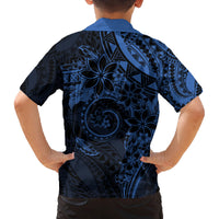 Polynesian Sunset Plumeria Family Matching Puletasi and Hawaiian Shirt Navy Polynesian Tattoo LT05 - Polynesian Pride