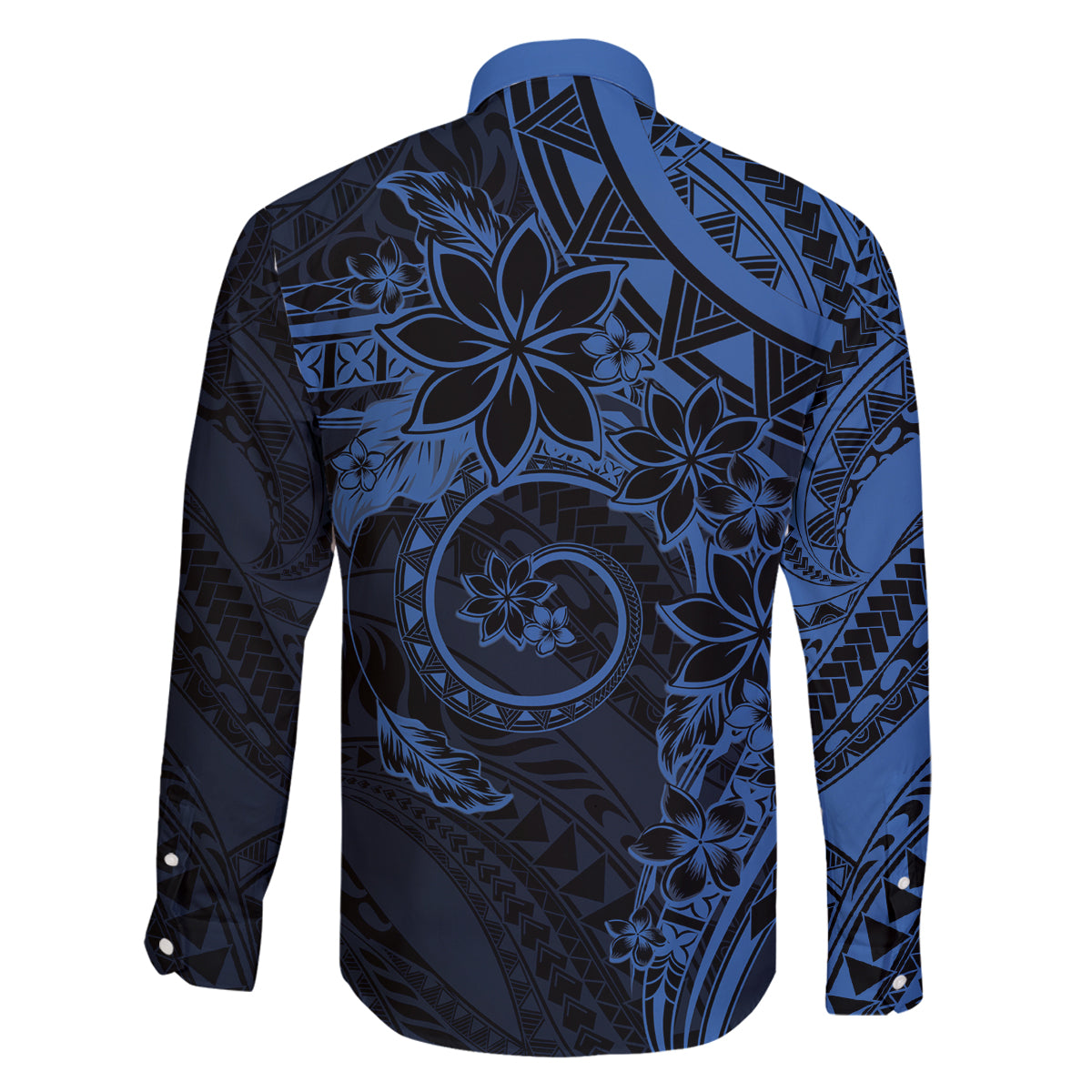 Polynesian Sunset Plumeria Family Matching Puletasi and Hawaiian Shirt Navy Polynesian Tattoo LT05 - Polynesian Pride