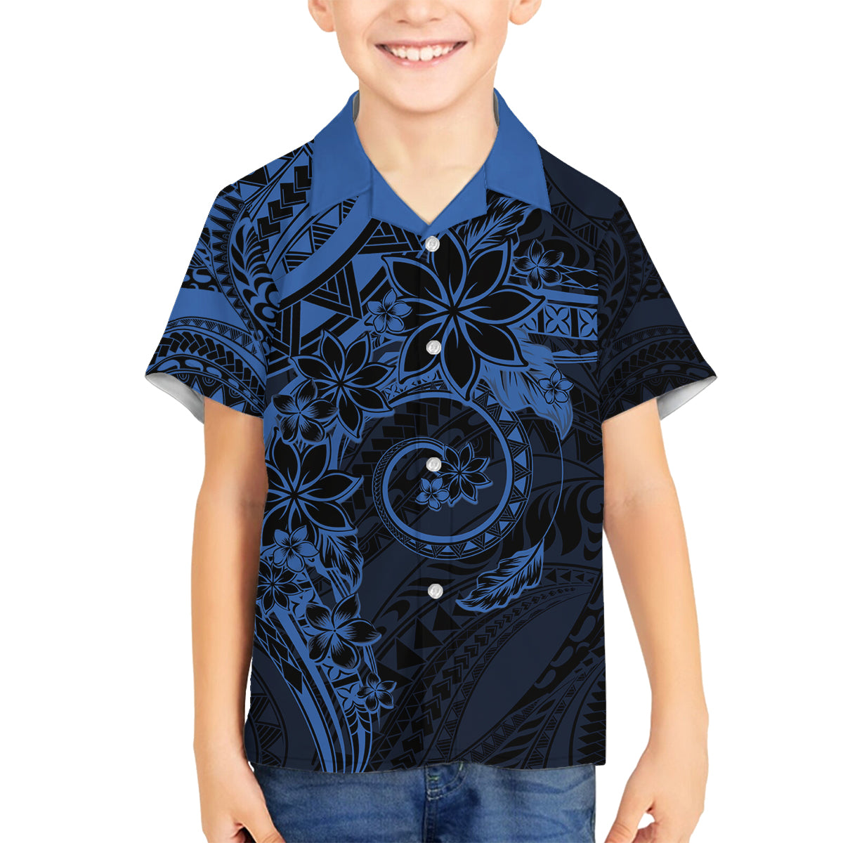Polynesian Sunset Plumeria Family Matching Tank Maxi Dress and Hawaiian Shirt Navy Polynesian Tattoo