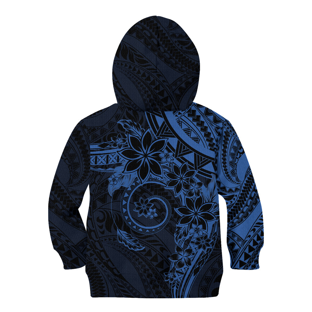 Polynesian Sunset Plumeria Kid Hoodie Navy Polynesian Tattoo