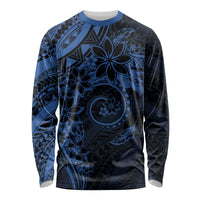 Polynesian Sunset Plumeria Long Sleeve Shirt Navy Polynesian Tattoo