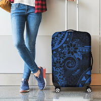 Polynesian Sunset Plumeria Luggage Cover Navy Polynesian Tattoo