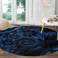 Polynesian Sunset Plumeria Round Carpet Navy Polynesian Tattoo